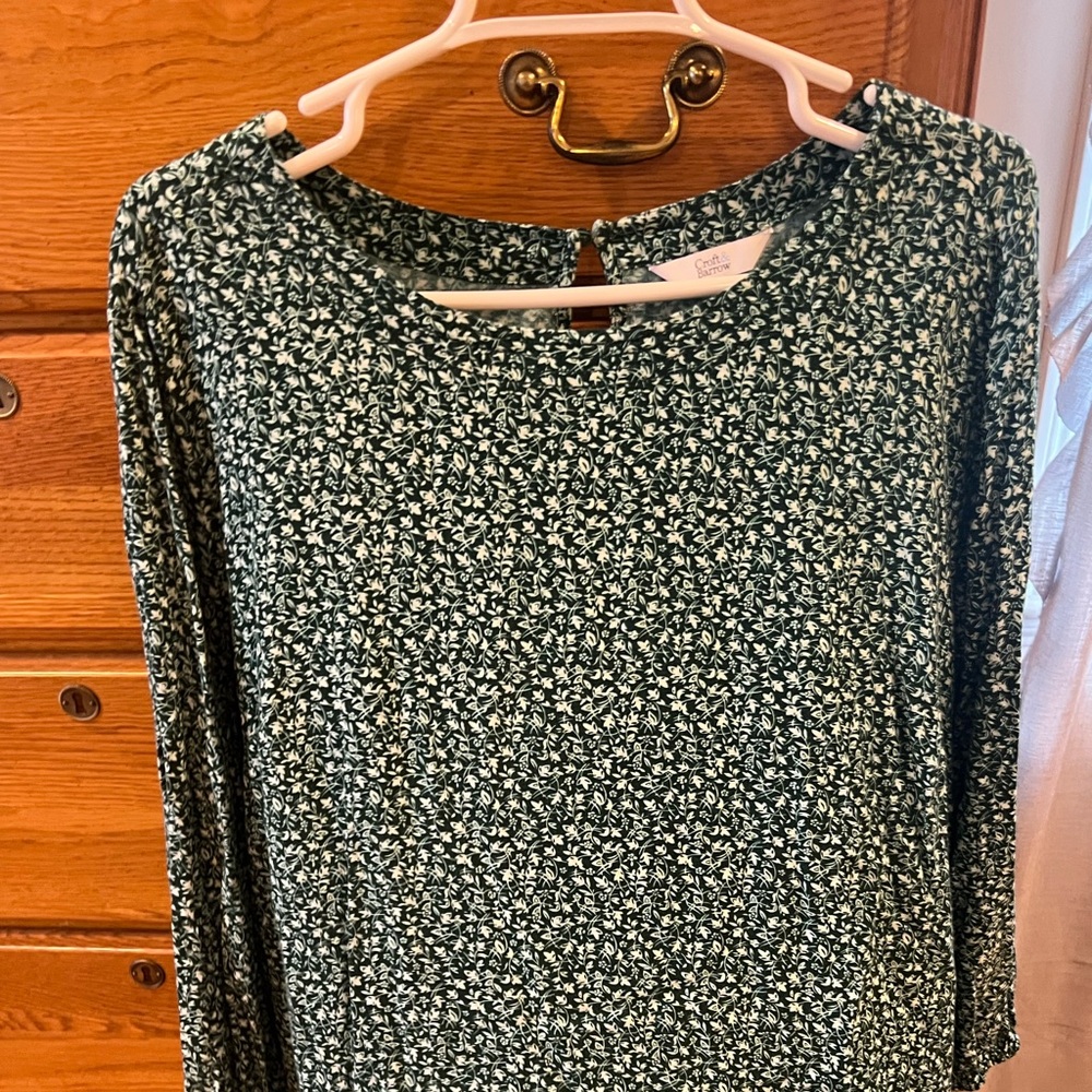 Dark Green Floral Blouse